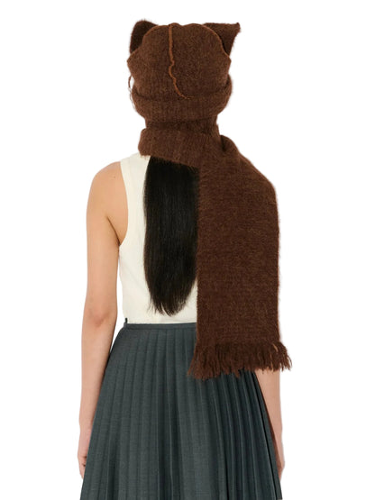 ALPACA CHUNKY EARS BEANIE SCARF