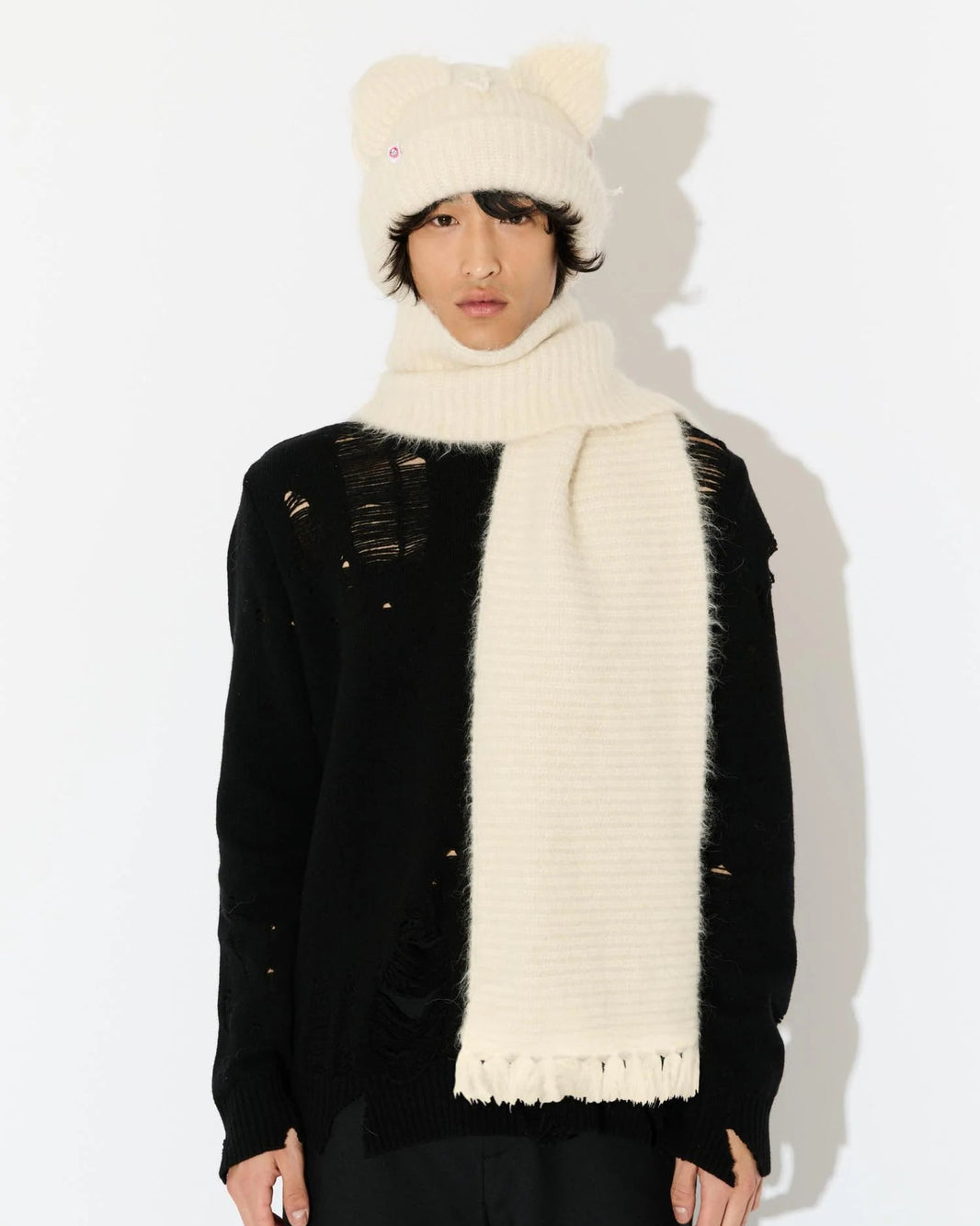 ALPACA CHUNKY EARS BEANIE SCARF