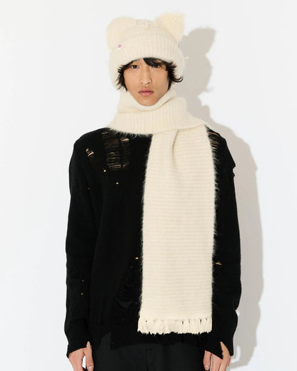 ALPACA CHUNKY EARS BEANIE SCARF