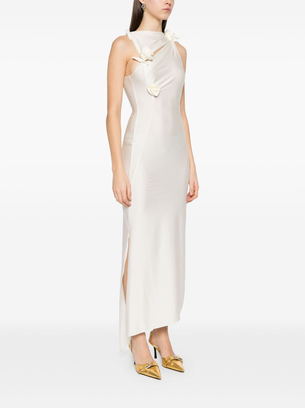 COPERNI KNITTED ASYMMETRIC FLOWER GOWN