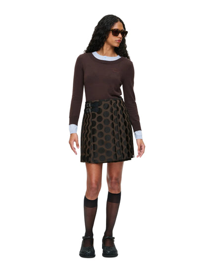 CHARLES JEFFREY LOVERBOY  MINI KILT IN BROWN POLKA DOT_BROWN