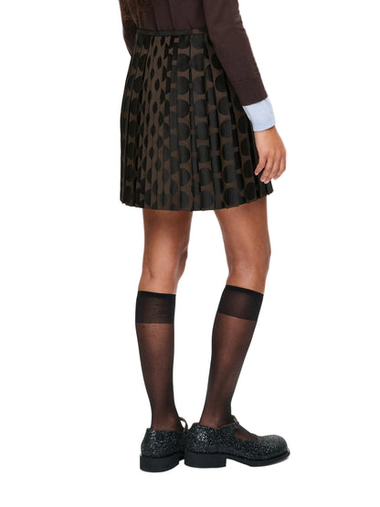 CHARLES JEFFREY LOVERBOY  MINI KILT IN BROWN POLKA DOT_BROWN