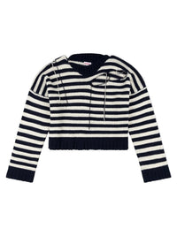 CHARLES JEFFREY LOVERBOY SLASH STRIPE SWEATER IN NAVY ECRU STRIPE