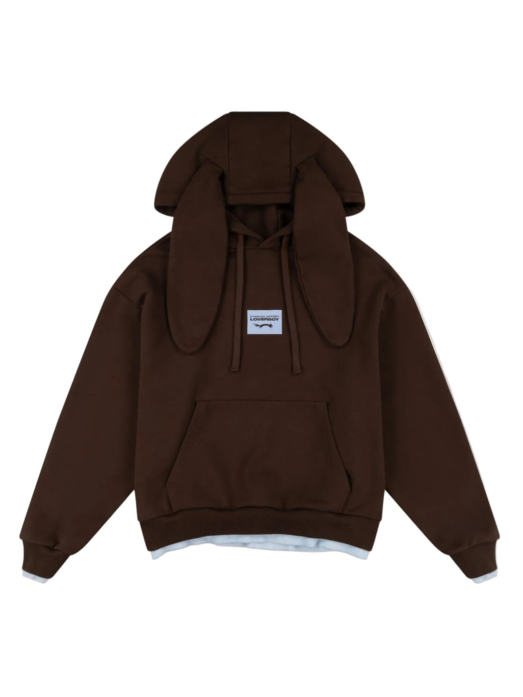 CHARLES JEFFREY LOVERBOY RABBIT EARS HOODY IN BROWN LIGHT BLUE_BROWN