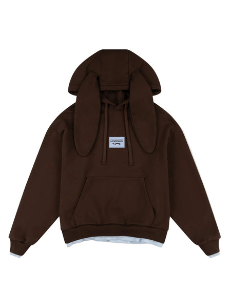 CHARLES JEFFREY LOVERBOY RABBIT EARS HOODY IN BROWN LIGHT BLUE_BROWN