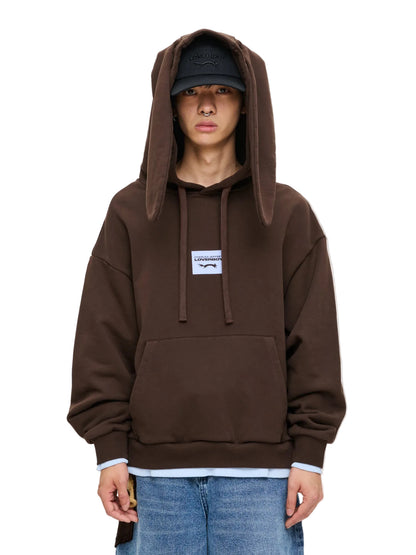 CHARLES JEFFREY LOVERBOY RABBIT EARS HOODY IN BROWN LIGHT BLUE_BROWN