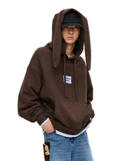 CHARLES JEFFREY LOVERBOY RABBIT EARS HOODY IN BROWN LIGHT BLUE_BROWN
