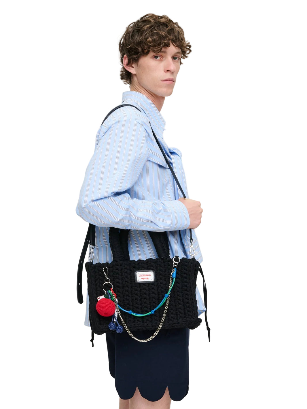 CHARLES JEFFREY LOVERBOY NANA BAG WITH APPLE CHARM_BLACK