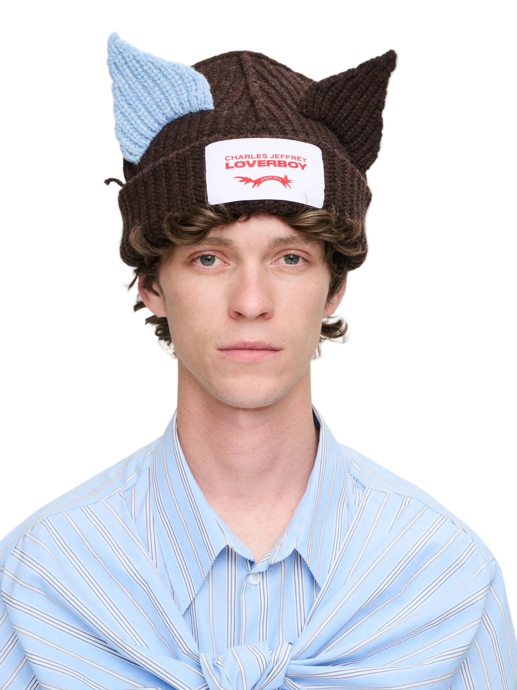 CHARLES JEFFREY LOVERBOY CHUNKY EARS BEANIE_BROWN LIGHT BLUE