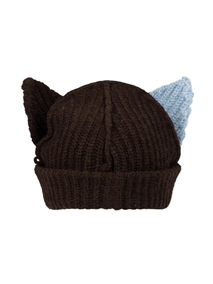 CHARLES JEFFREY LOVERBOY CHUNKY EARS BEANIE_BROWN LIGHT BLUE