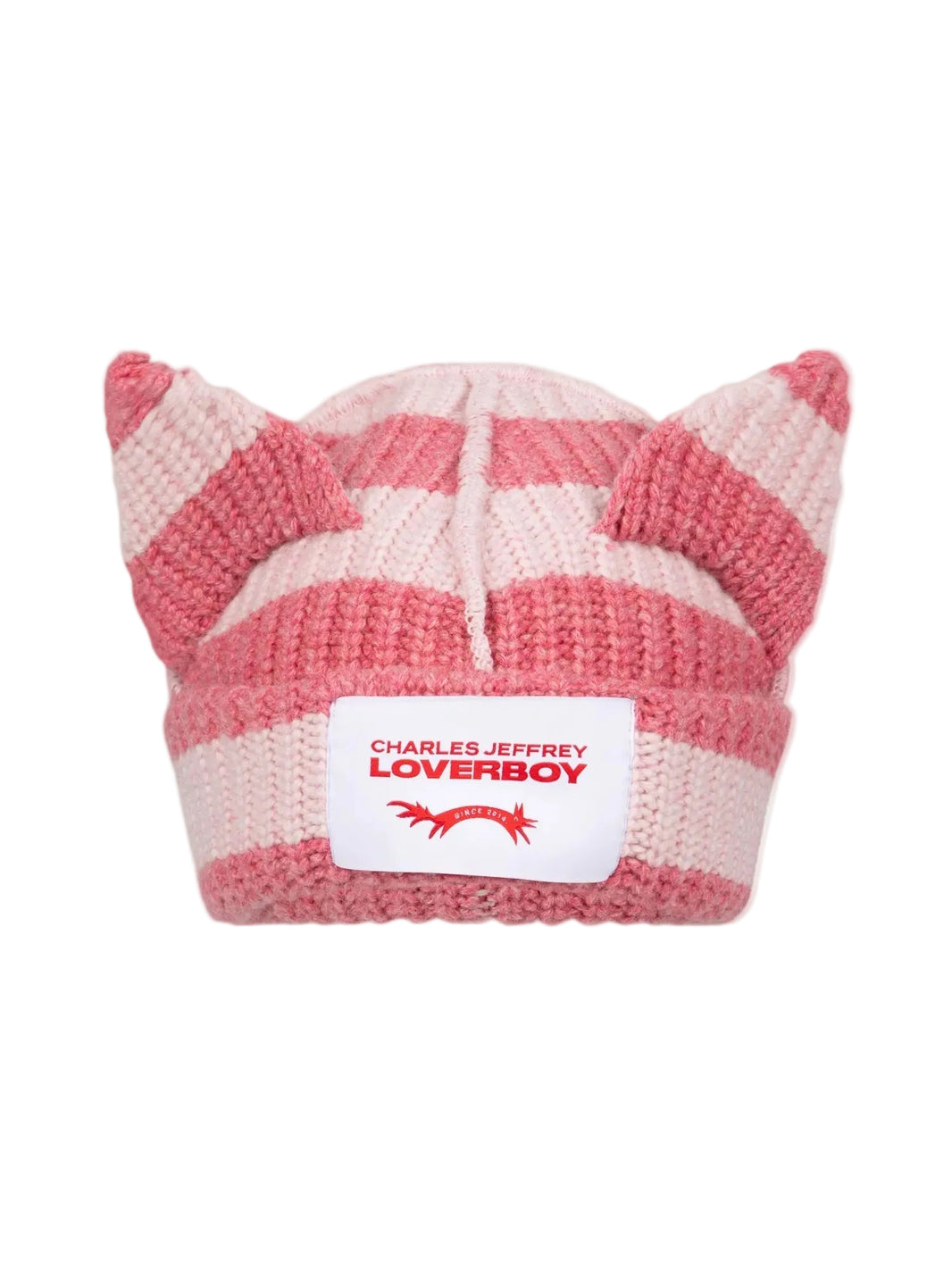 CHARLES JEFFREY LOVERBOY CHUNKY EARS BEANIE_PINK STRIPE
