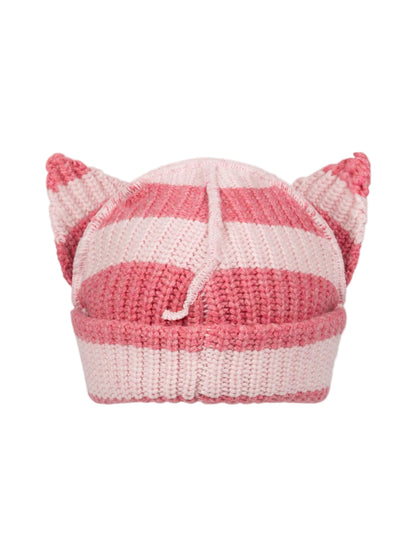 CHARLES JEFFREY LOVERBOY CHUNKY EARS BEANIE_PINK STRIPE