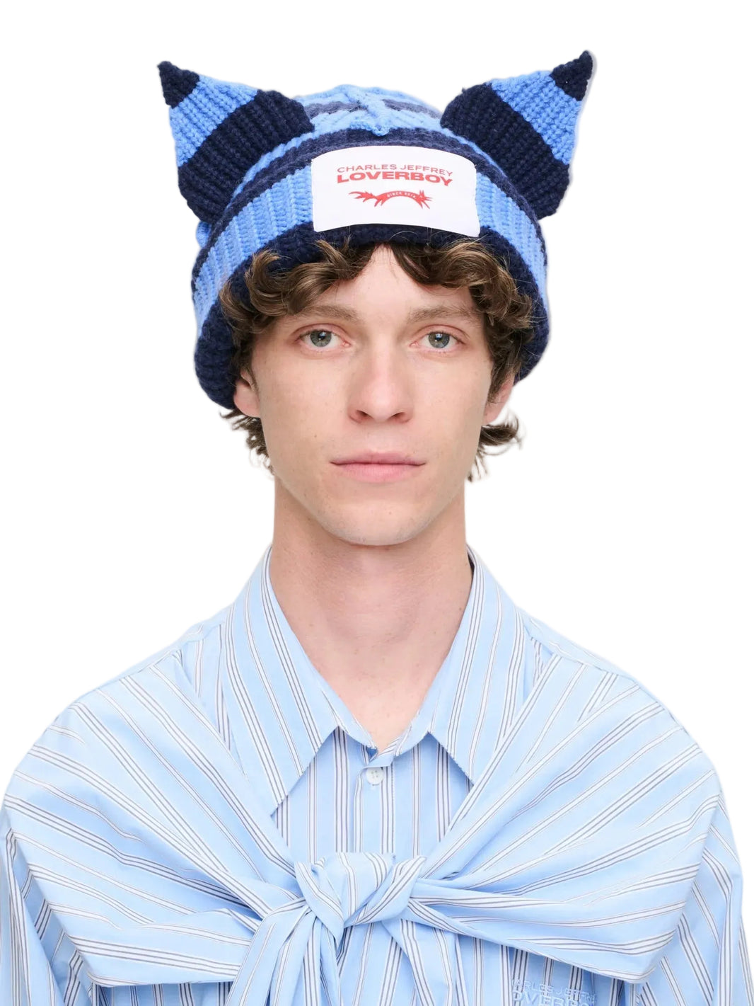 CHARLES JEFFREY LOVERBOY CHUNKY EARS BEANIE_BLUE NAVY STRIPE