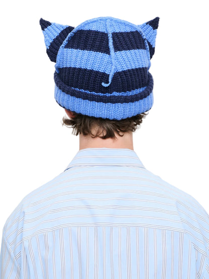 CHARLES JEFFREY LOVERBOY CHUNKY EARS BEANIE_BLUE NAVY STRIPE