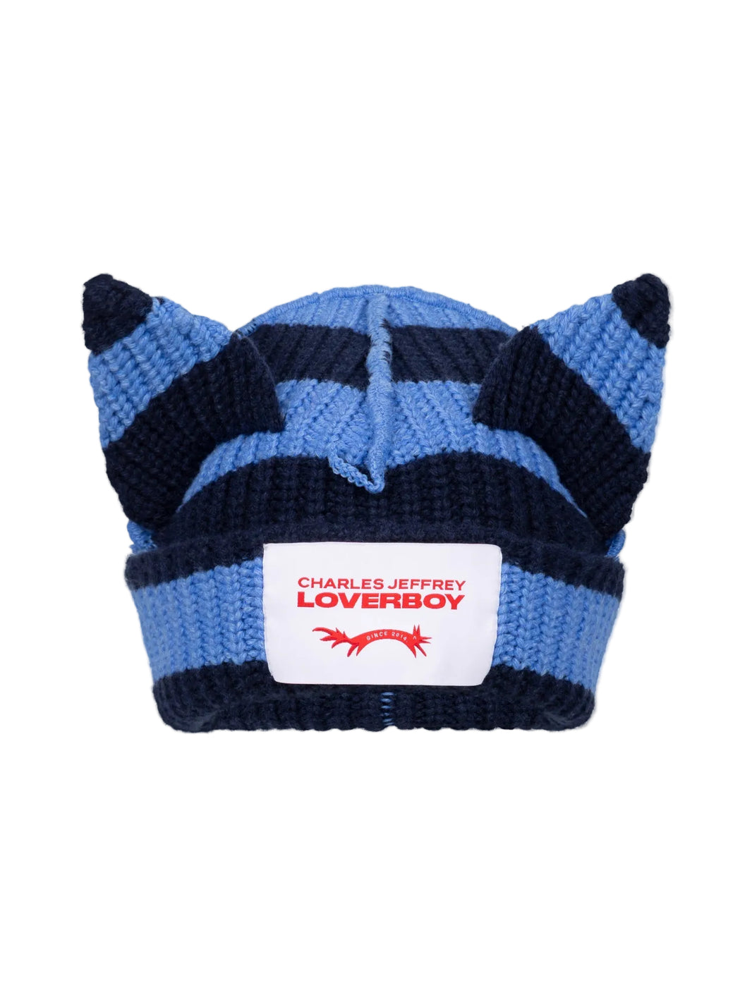 CHARLES JEFFREY LOVERBOY CHUNKY EARS BEANIE_BLUE NAVY STRIPE