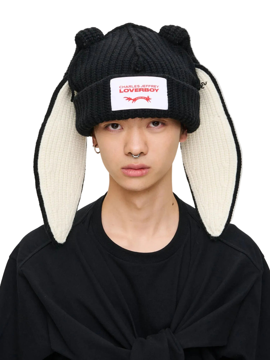 CHARLES JEFFREY LOVERBOY CHUNKY RABBIT BEANIE_BLACK/WHITE