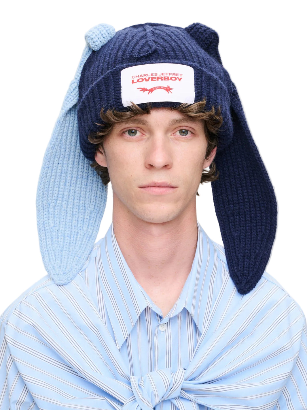 CHARLES JEFFREY LOVERBOY CHUNKY RABBIT BEANIE_NAVY LIGHT BLUE