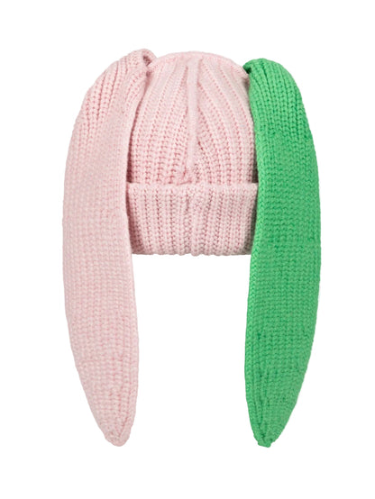 CHARLES JEFFREY LOVERBOY CHUNKY RABBIT BEANIE_PINK GREEN