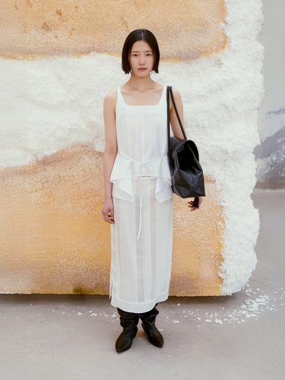 LOW CLASSIC FLARED SLEEVELESS TOP_WHITE