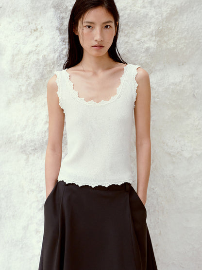 LOW CLASSIC LACE EDGE SLEEVELESS KNIT_WHITE