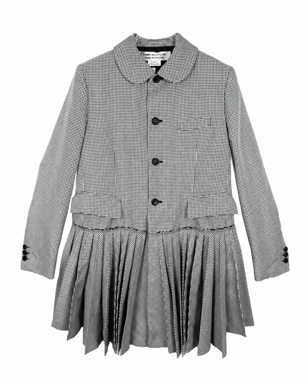 COMME DES GARÇONS COMME DES GARÇONS HOUNDSTOOTH PLEATED HEM TAILORED JACKET