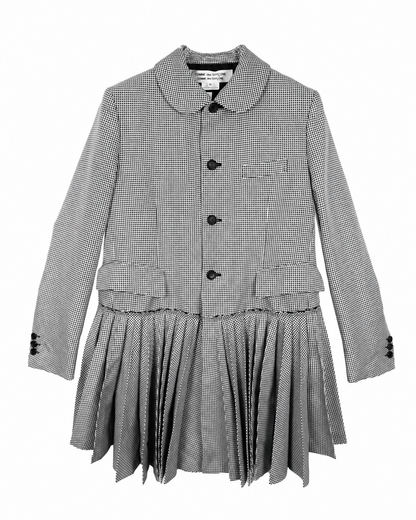 COMME DES GARÇONS COMME DES GARÇONS HOUNDSTOOTH PLEATED HEM TAILORED JACKET