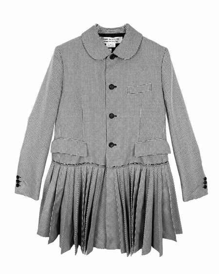 COMME DES GARÇONS COMME DES GARÇONS HOUNDSTOOTH PLEATED HEM TAILORED JACKET