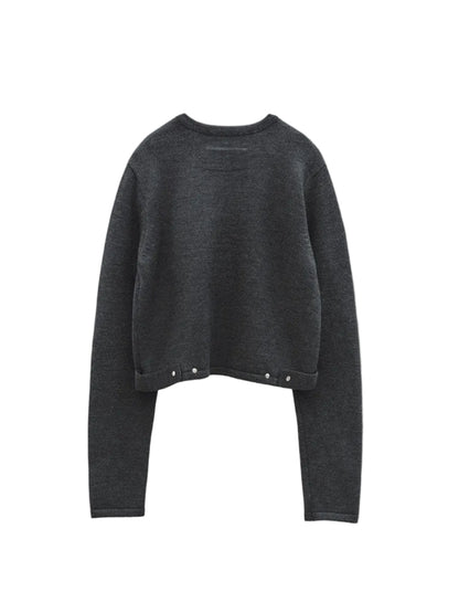 LOW CLASSIC SNAP BUTTON CARDIGAN_CHARCOAL
