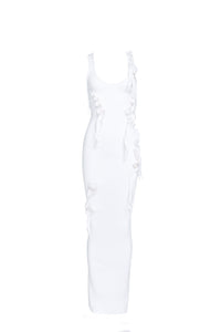 COPERNI RIBBED KNIT FLORAL APPLIQUÉ MIDI DRESS_WHITE
