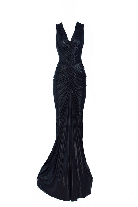 RICK OWENS KNIT DRESS POPPY GOWN_BLACK