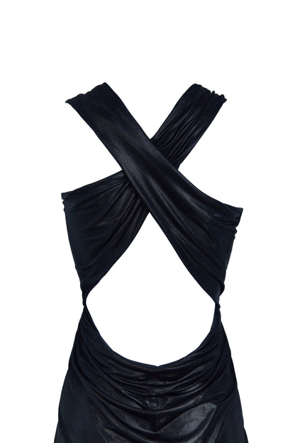 RICK OWENS KNIT DRESS POPPY GOWN_BLACK