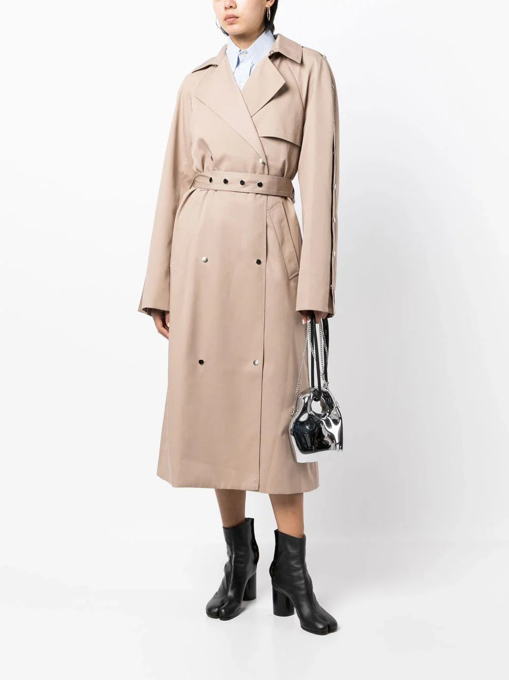 Rokh CT MULTI RIVET BUTTON TRENCH COAT Beige