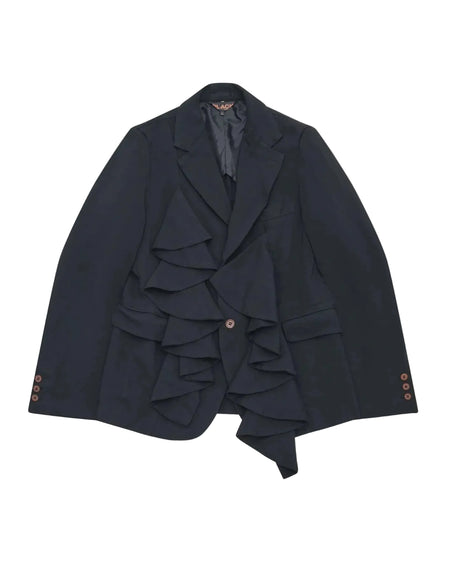 CDG BLACK ASYMMETRIC RUFFLE JACKET_BLACK