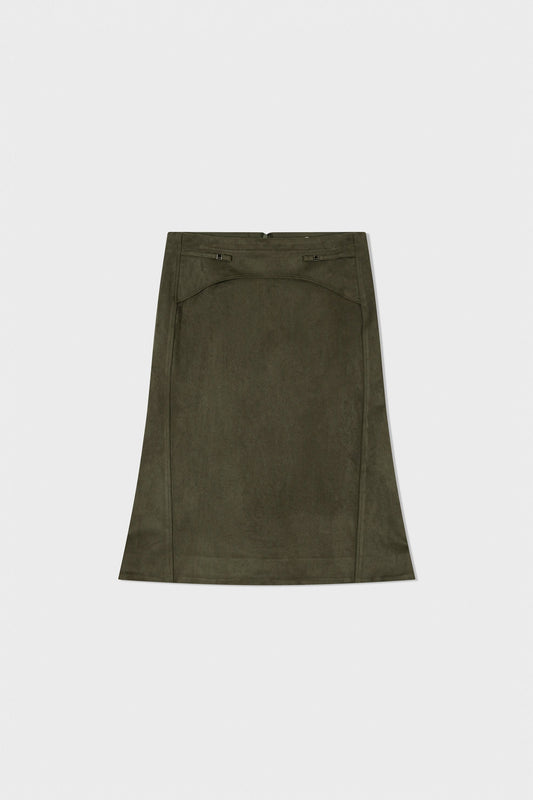 LOW CLASSIC SUEDE MERMAID SKIRT_KHAKI