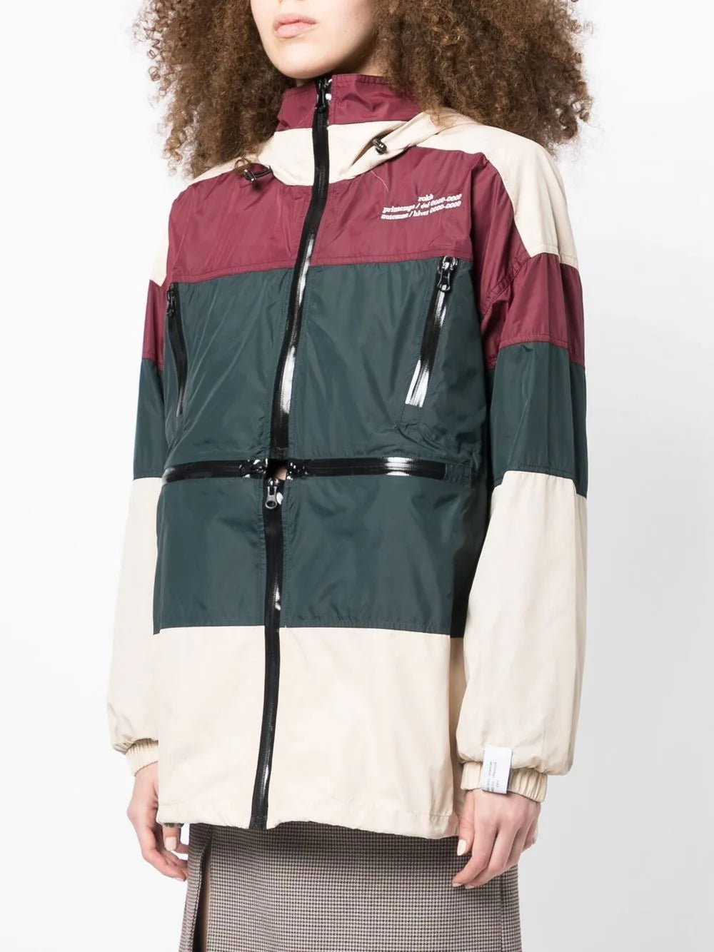 Rokh NL Multi Zip Windbreaker Beige Green Burgundy