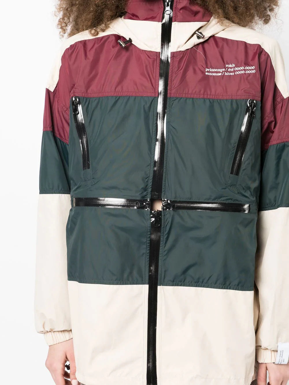 Rokh NL Multi Zip Windbreaker Beige Green Burgundy