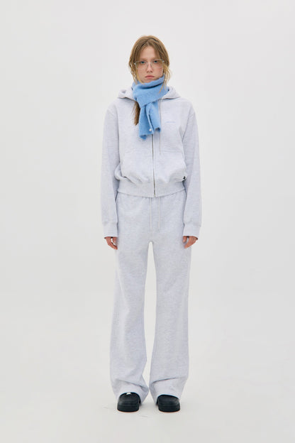 LOW CLASSIC Lc FLEECE-LINED ZIP-UP HOODIE LIGHT MELANGE_GREY