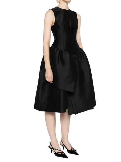 SMOCKED PANEL EVENING DRESS