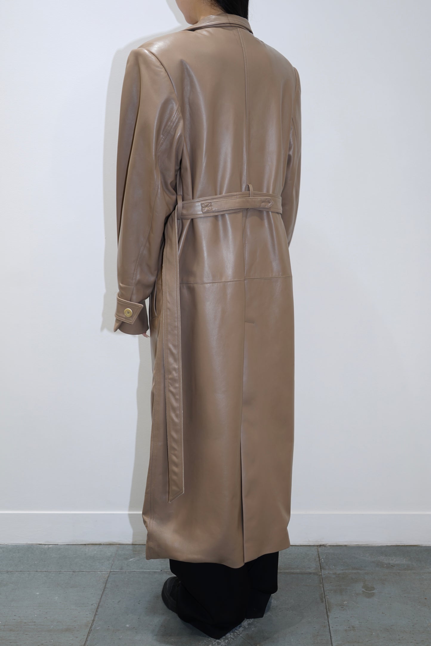 SITUATIONIST BEIGE LEATHER COAT