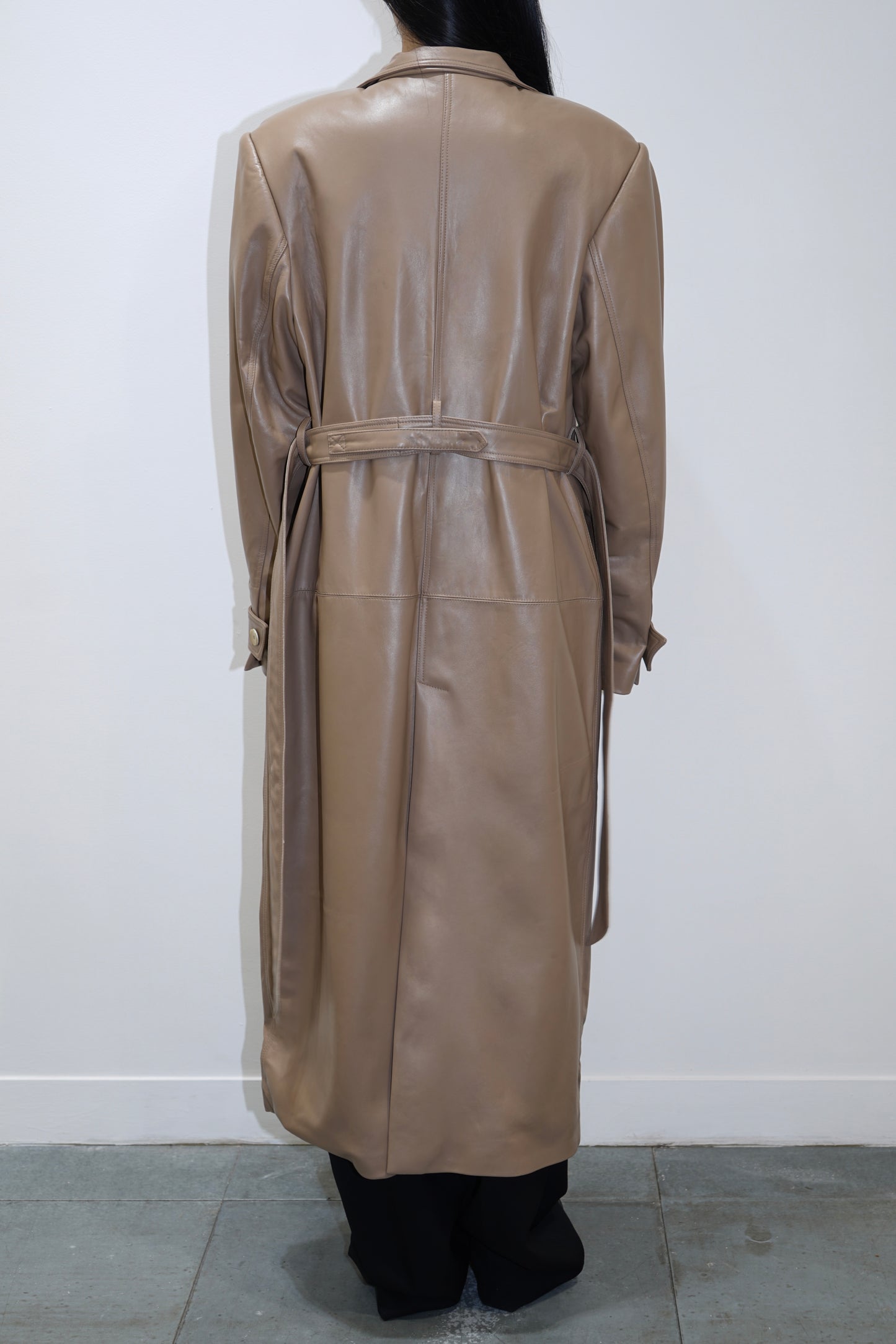 SITUATIONIST BEIGE LEATHER COAT