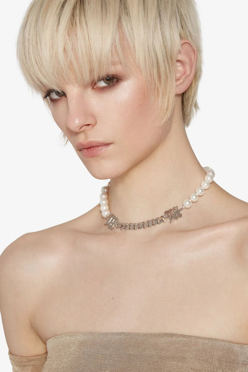 MISBHV Pearl Curb Link Choker White