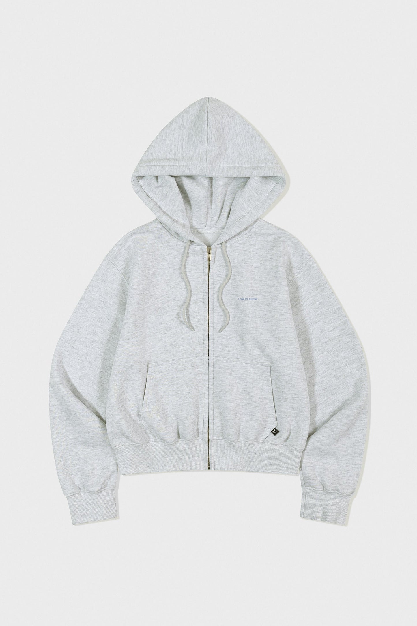 LOW CLASSIC Lc FLEECE-LINED ZIP-UP HOODIE LIGHT MELANGE_GREY