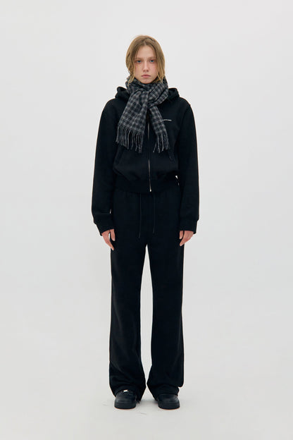 LOW CLASSIC Lc FLEECE-LINED ZIP-UP HOODIE_BLACK