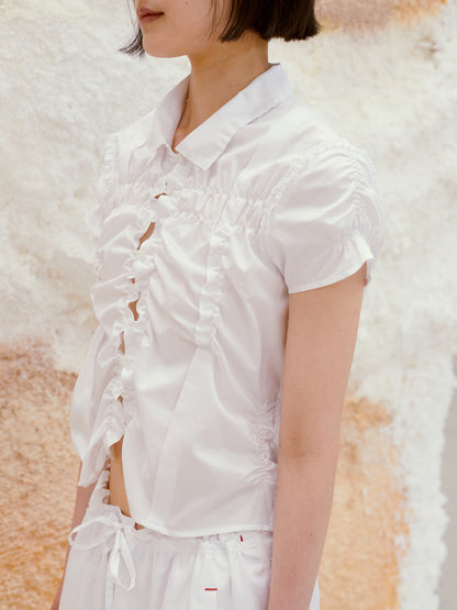 LOW CLASSIC WRINKLE HALF SLEEVE SHIRT_WHITE