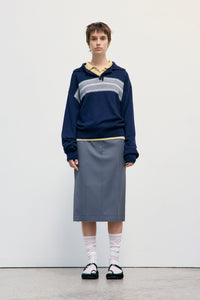 LOW CLASSIC MULTI STRIPE PIQUE KNIT TOP_NAVY