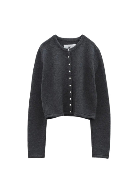 LOW CLASSIC SNAP BUTTON CARDIGAN_CHARCOAL
