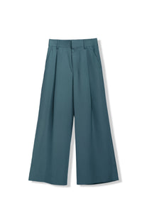 KOLOR WIDE LEG WOOL TAILORED TROUSERS_DARK GREEN