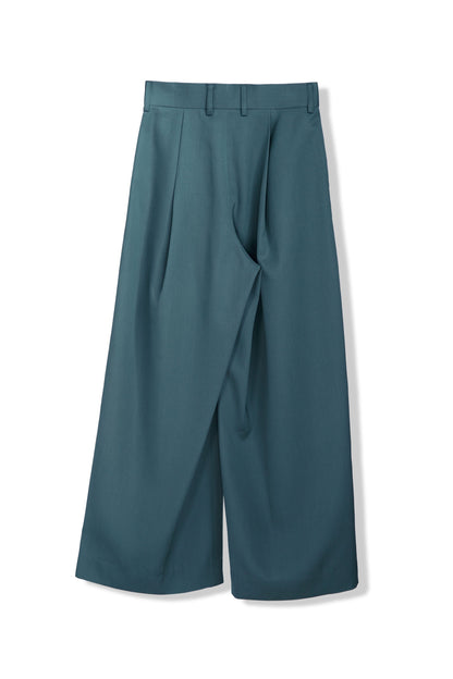 KOLOR WIDE LEG WOOL TAILORED TROUSERS_DARK GREEN