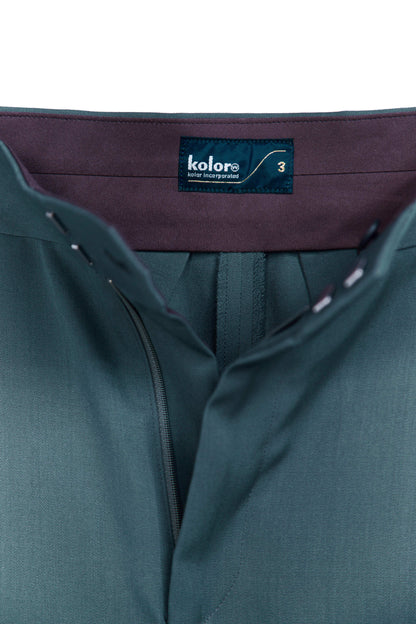KOLOR WIDE LEG WOOL TAILORED TROUSERS_DARK GREEN