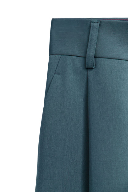 KOLOR WIDE LEG WOOL TAILORED TROUSERS_DARK GREEN